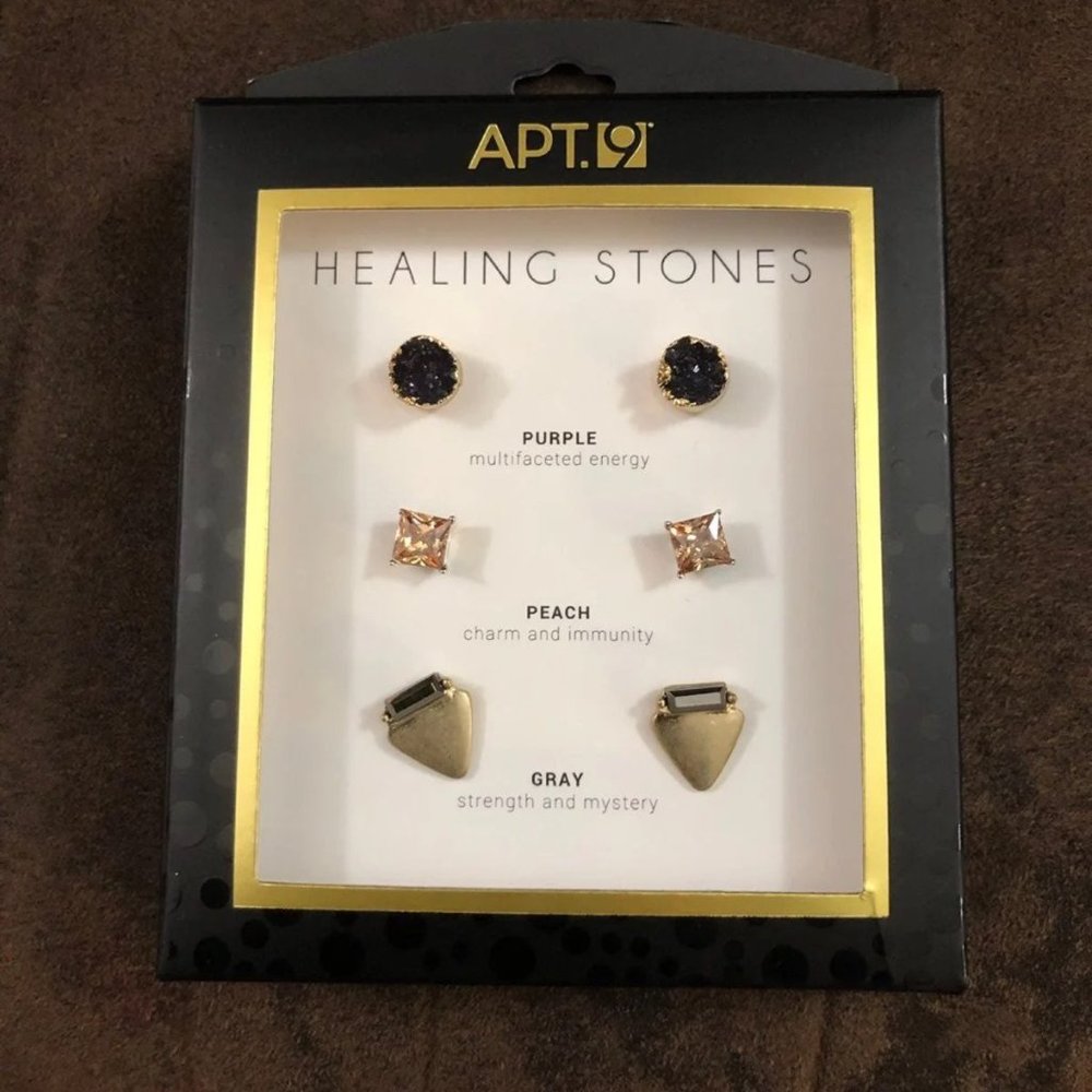 Apt 9 healing stones earrings trio